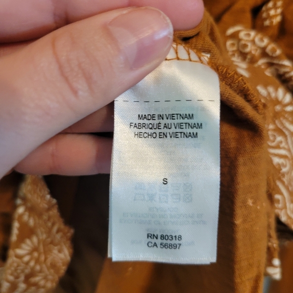 Lucky Brand Brown Long Sleeve Boho Peasant Top - Picture 4 of 5